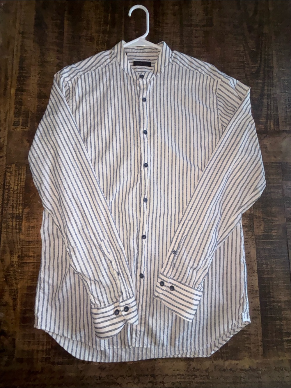 Saks Fifth Avenue White & Navy Striped Button-Up